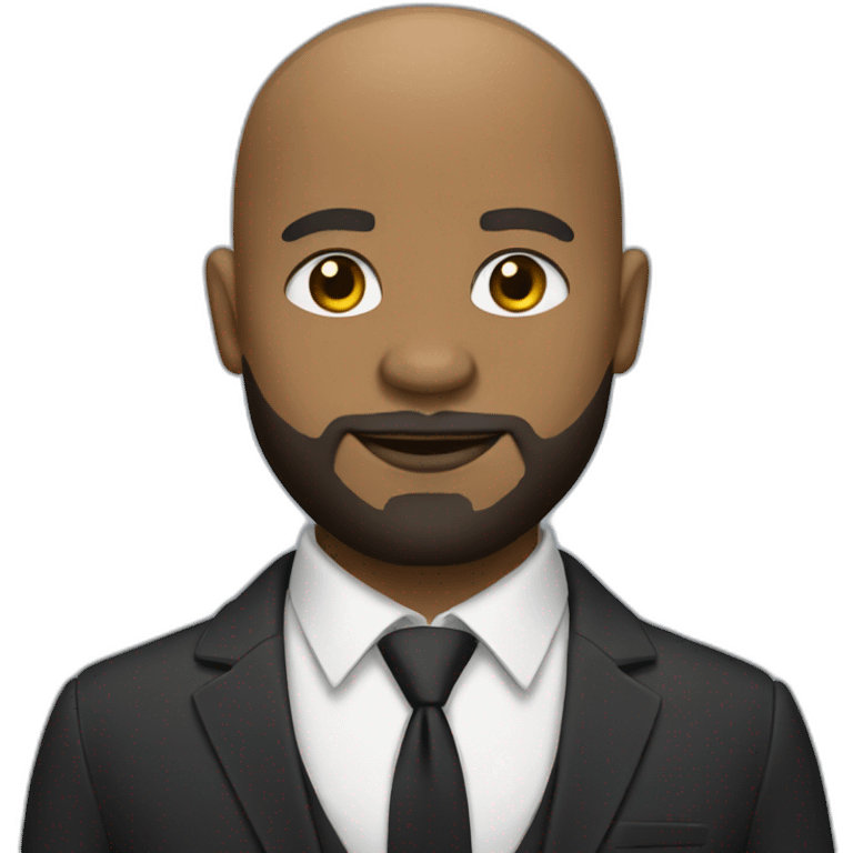 bald light skin black man with beard in a suit emoji