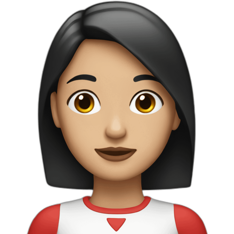 Chica blanca, con pelo corto rojo y negro emoji