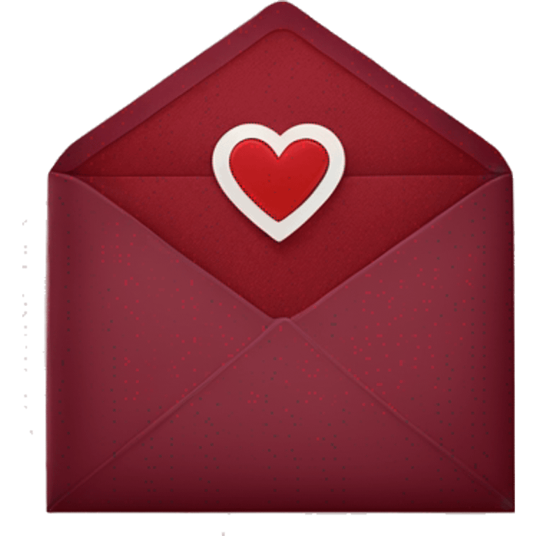 burgundy envelope with heart stamp emoji