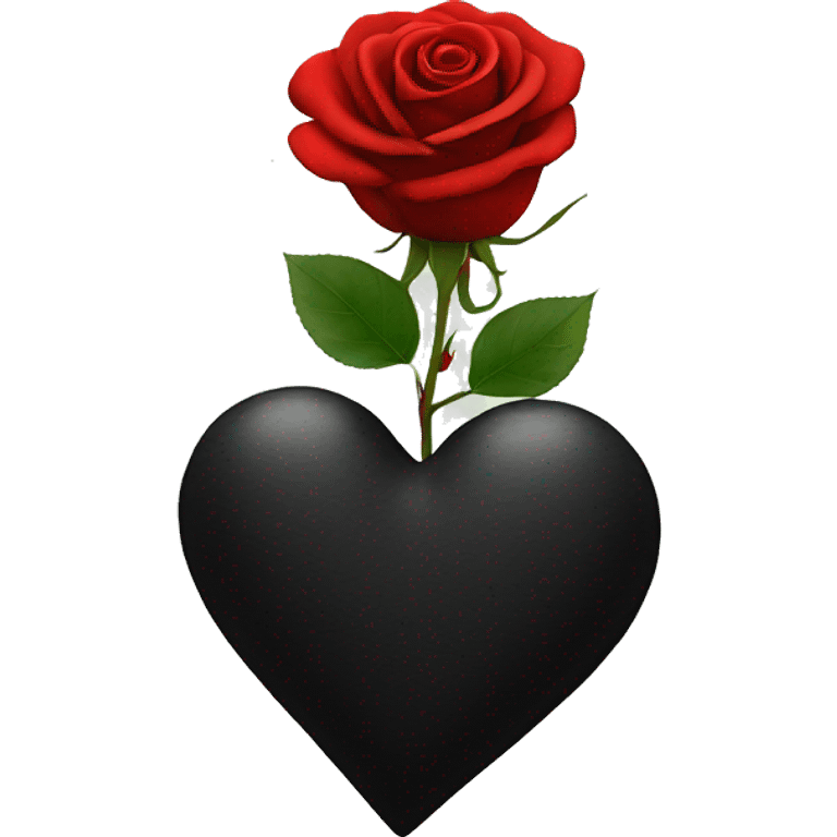 Black heart with red rose  emoji