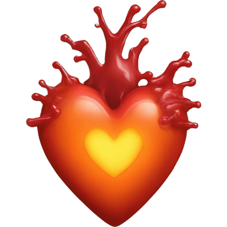 bleeding red heart shape glowing red-orange emoji