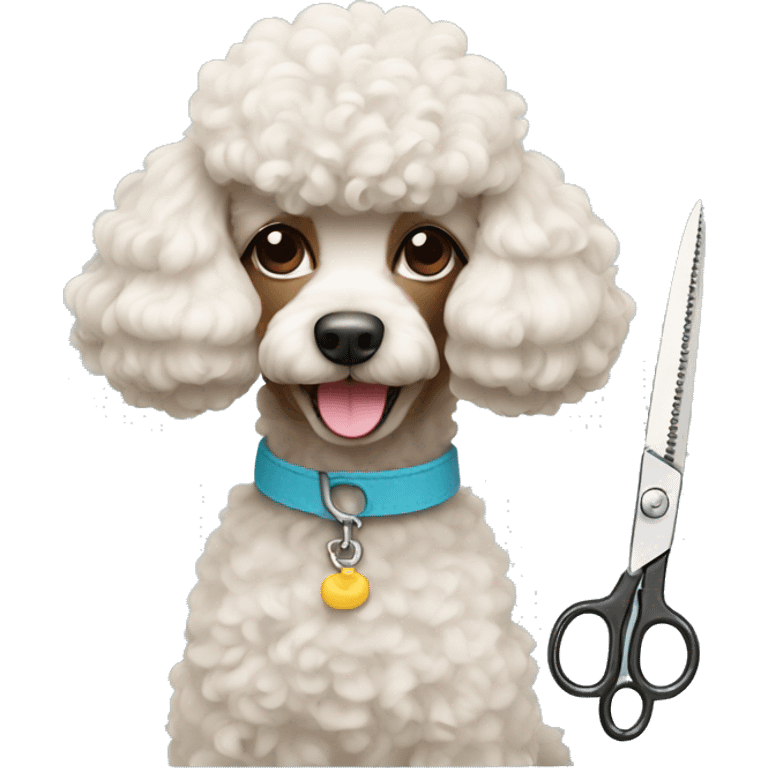 Poodle dog with haircut scissors emoji