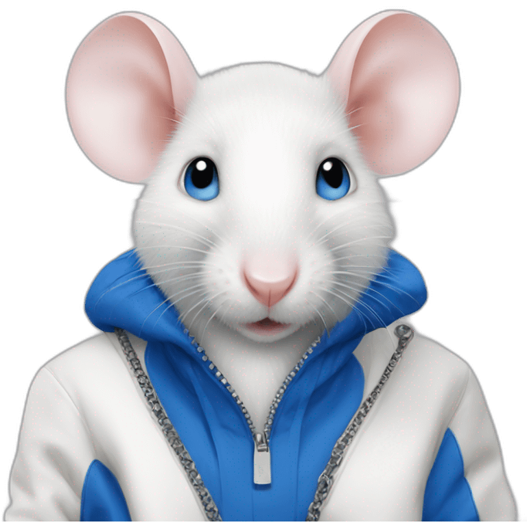 white rat with blue eyes wearing balenciaga emoji