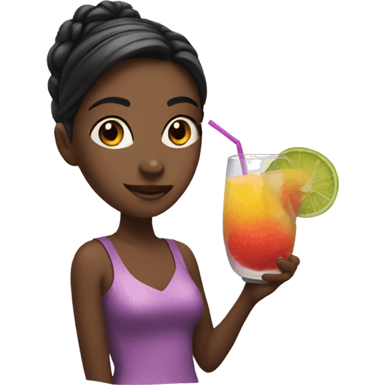 Girl holding fruit cocktail  emoji