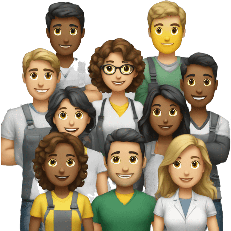 grupo de alumnos trabajando cooperativamente emoji