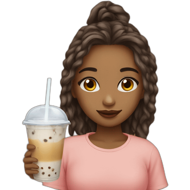 girl-brownlocks-drinking-bubbletea emoji