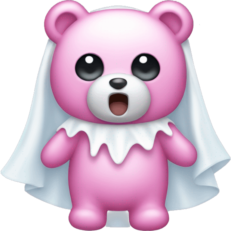 pink teddy bear with ghost costume  emoji