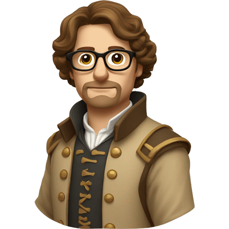 Musketeer man beige jacket short brown hair garden thin glasses emoji