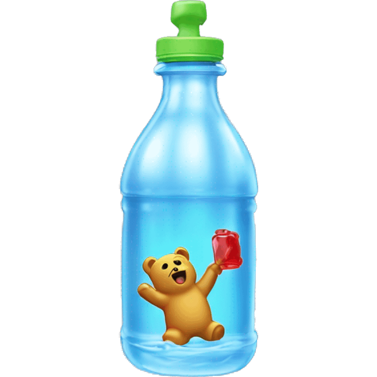 Gummy bear being precisely shot inside a water bottle  emoji