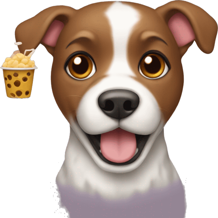 Dog with boba  emoji