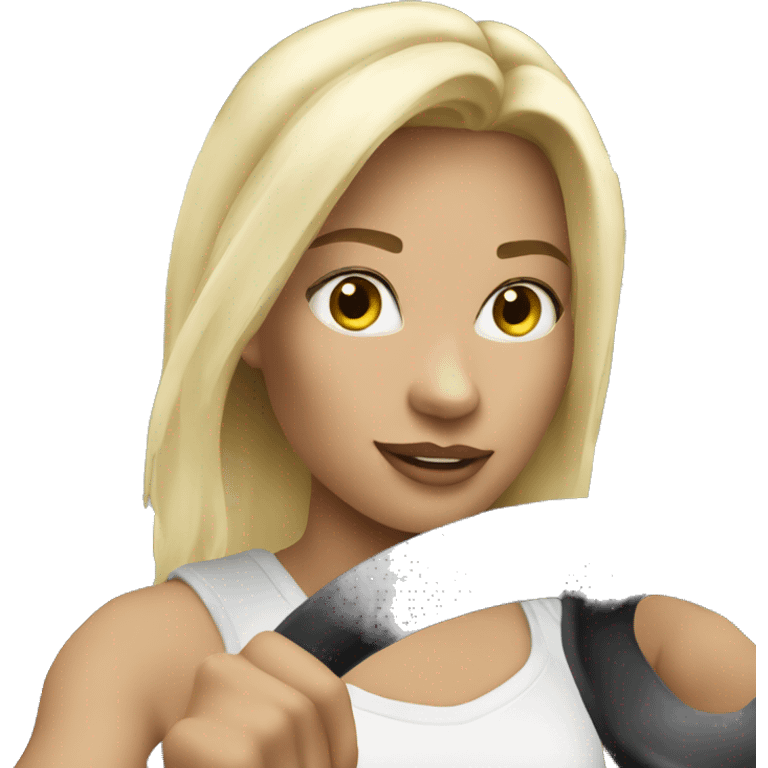 Blonde girl driving white Jeep wrangler  emoji