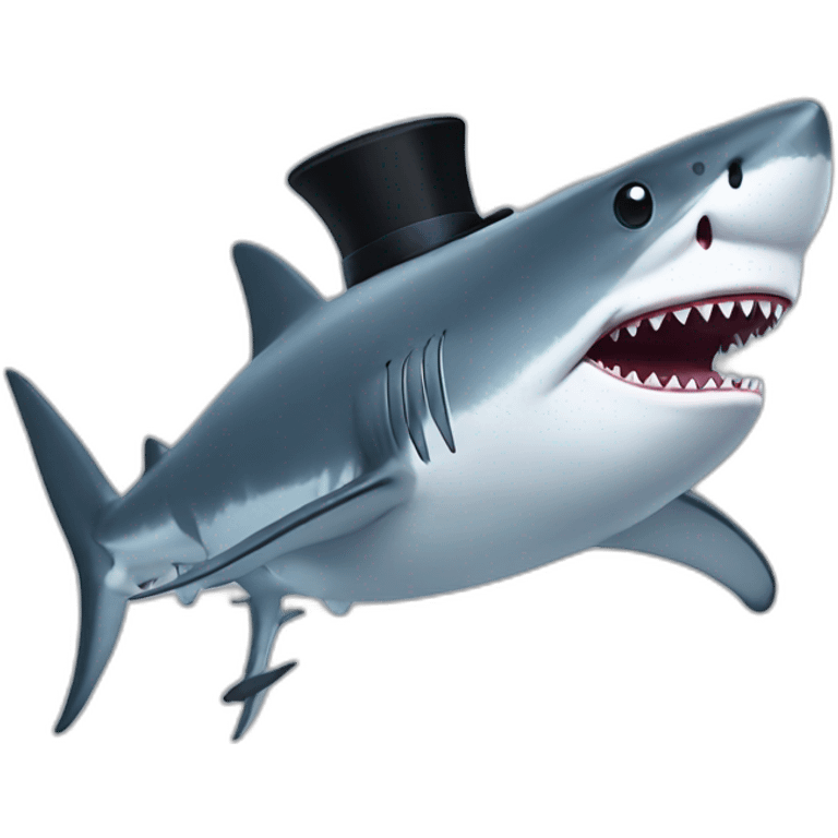 Shark with a top hat emoji