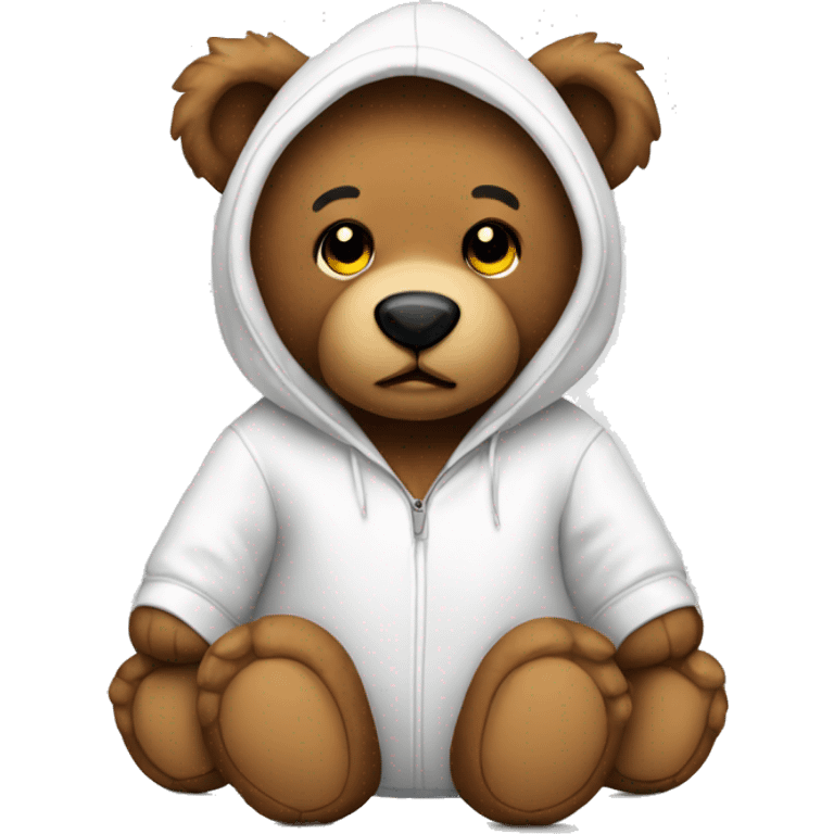 Brown teddy bear with white hoodie emoji