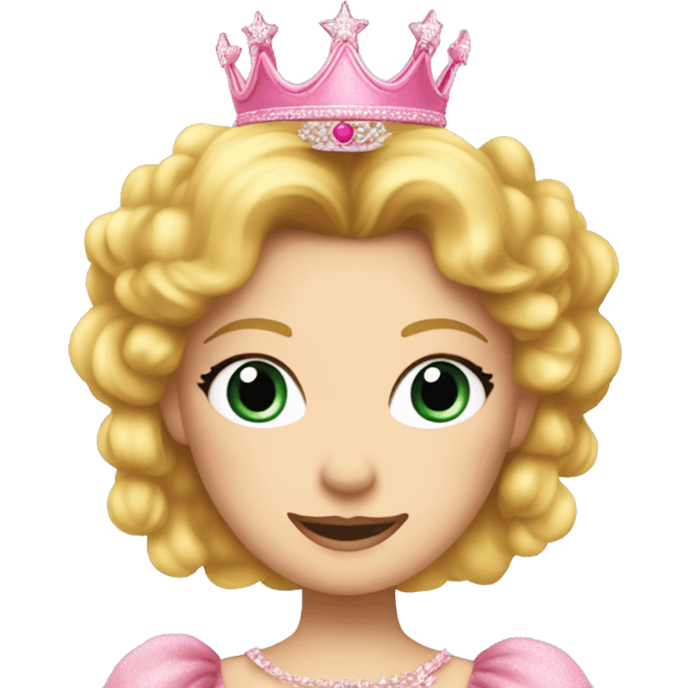 glinda with pink drees and crown emoji