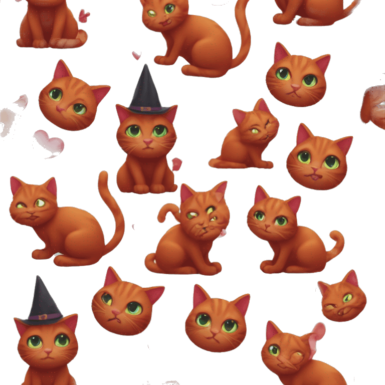 Red cat witch hearts emoji