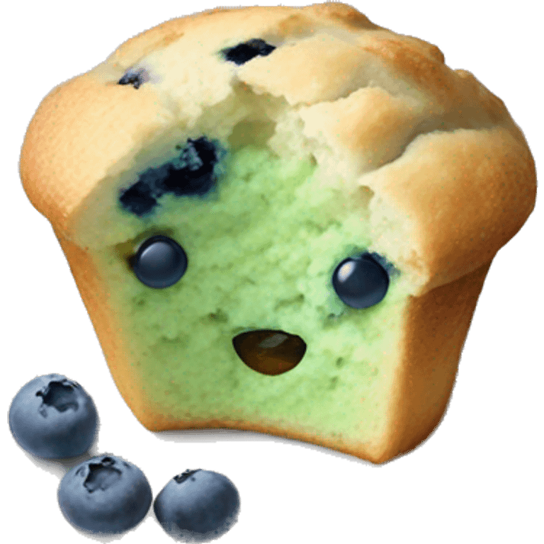 pastel green blueberry muffin on white plate emoji