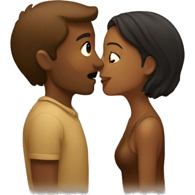 Tan man kissing brown girl emoji