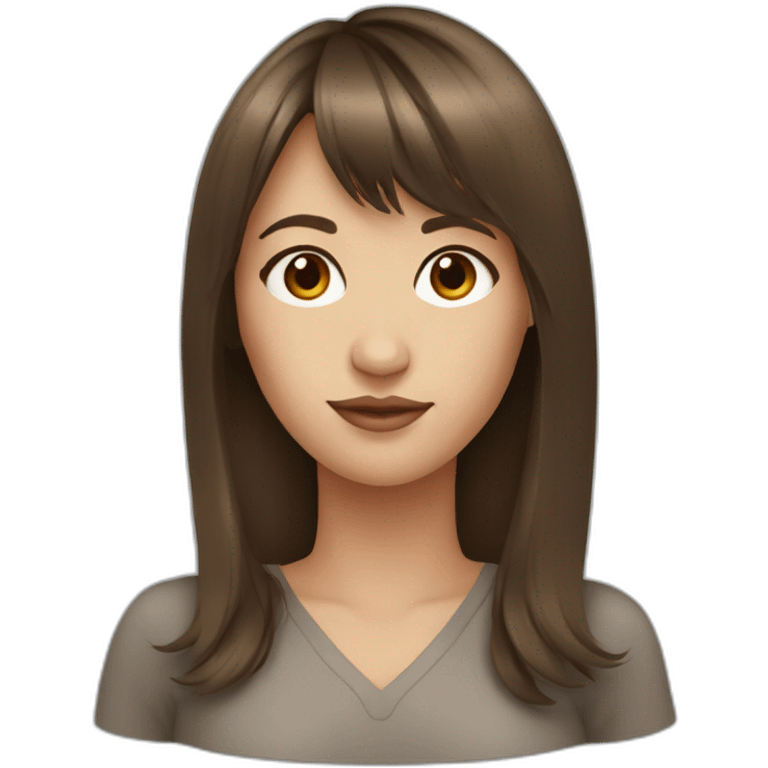 Beautiful woman with brown hair with bangs emoji