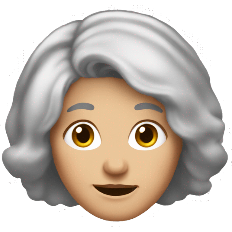 60 year old lady thin short grey hair chubby face  emoji