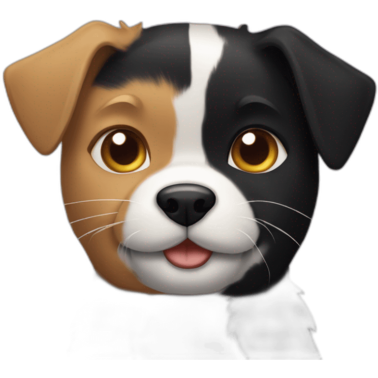 black dog and calico cat head emoji