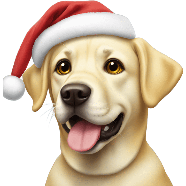 Yellow lab dog wearing Santa hat emoji