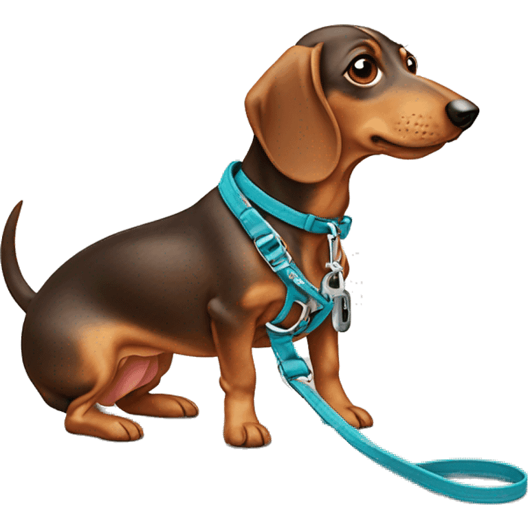 Wiener dog with a leash￼ emoji