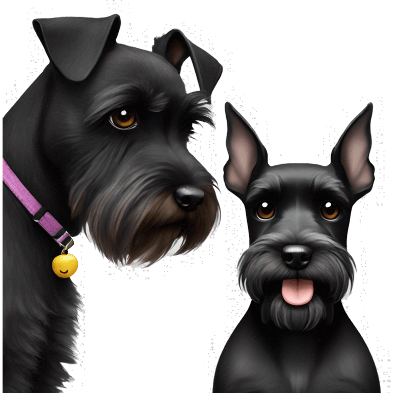 Black miniature schnauzer beside a black Risen schnauzer  emoji