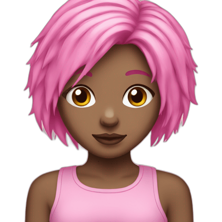 Racoon girl pink hair emoji