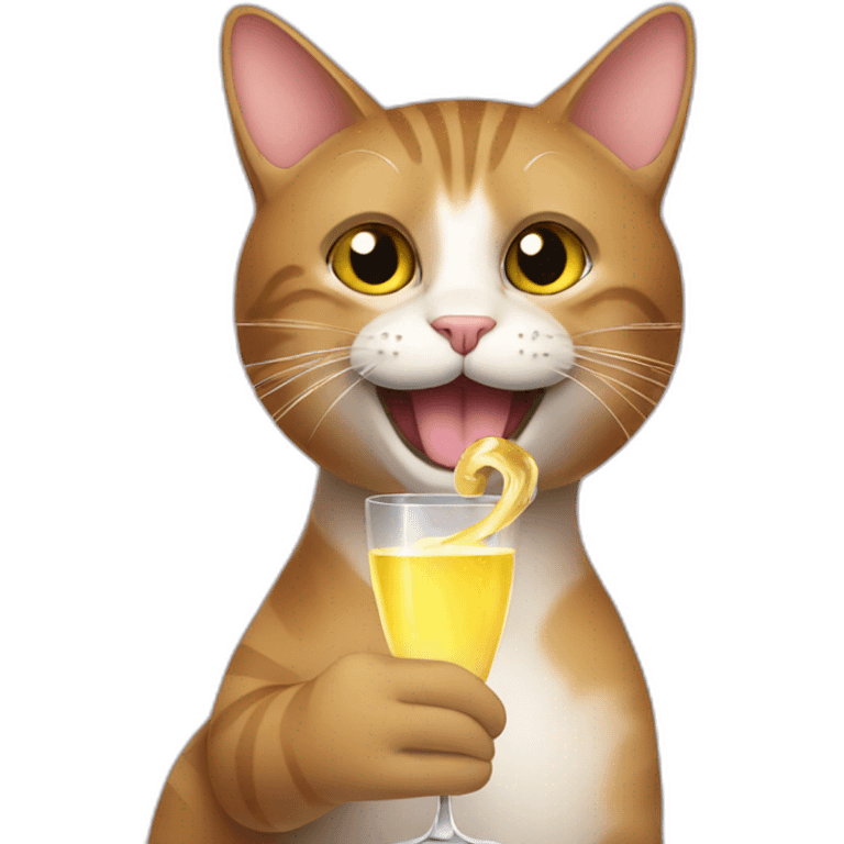 cat drinking champagne emoji