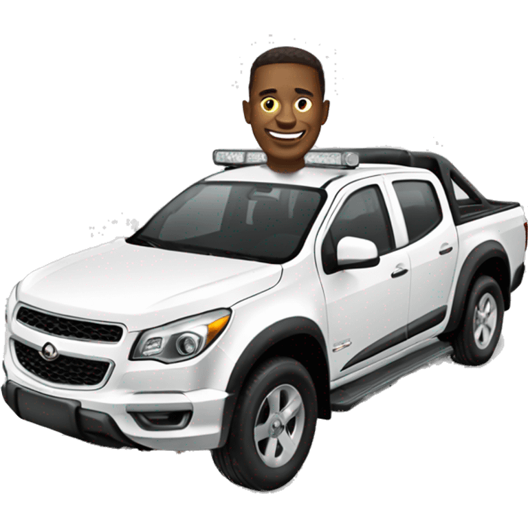 Man driving a white Holden Colorado  emoji