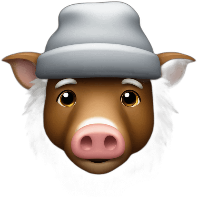 fullface wild tired brown boar in a black jacket and a black winter hat emoji