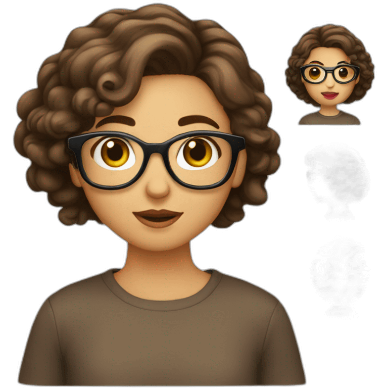 Fille cheveux bruns lisses lunettes emoji