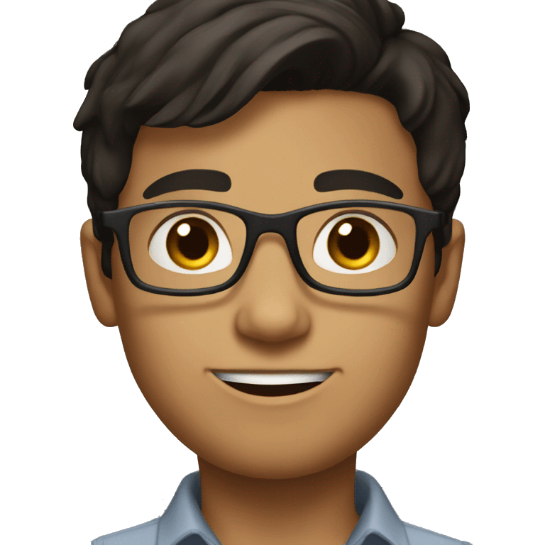 young engineer with glasses without helmet brunette brown eyes black hair emoji