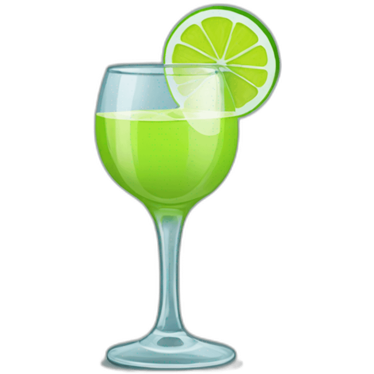 A single tequila glass with a single slice of green lemon piece on it emoji