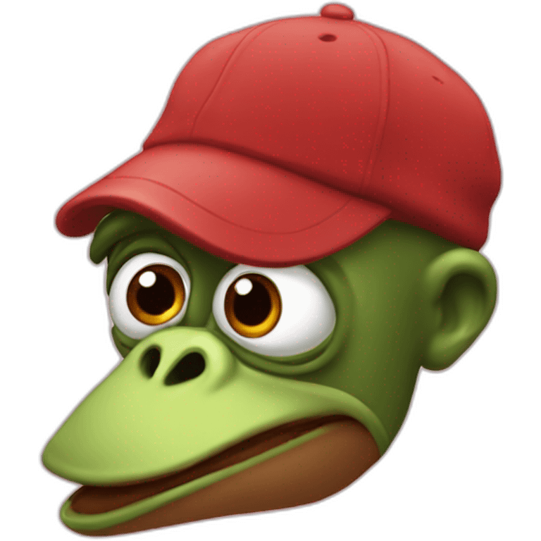 singe avec un sweet rouge et un air du meme pepe emoji