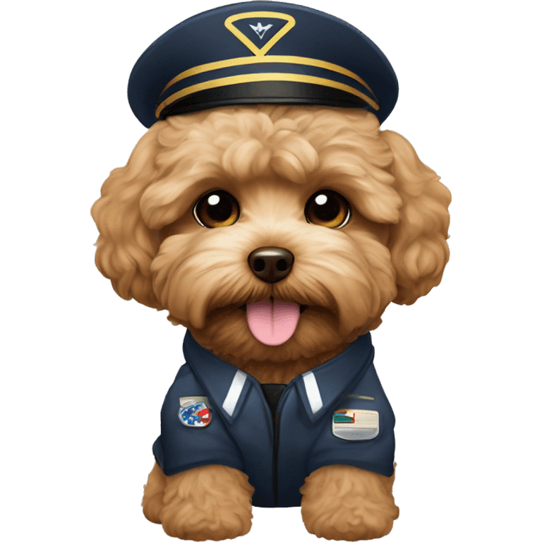 Brown Maltipoo as a airplane pilot emoji