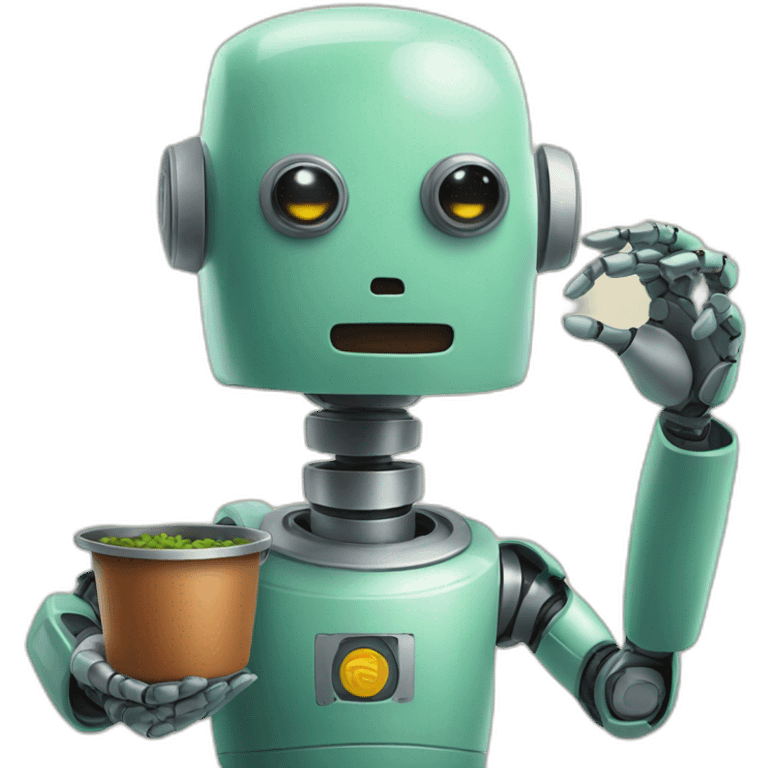 Robot holding pot emoji