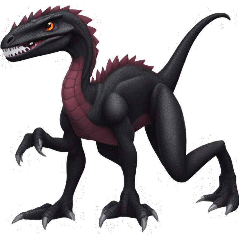 cool edgy black and maroon Dark-type nargacuga Salazzle Nargacuga Salandite Velociraptor Pokémon full body emoji