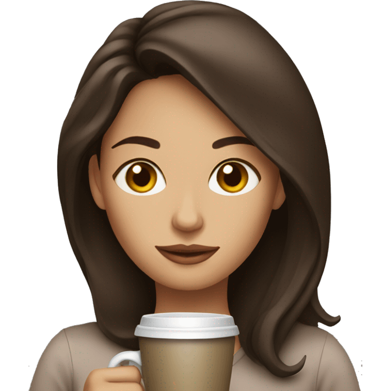 brunette woman drinking coffee emoji