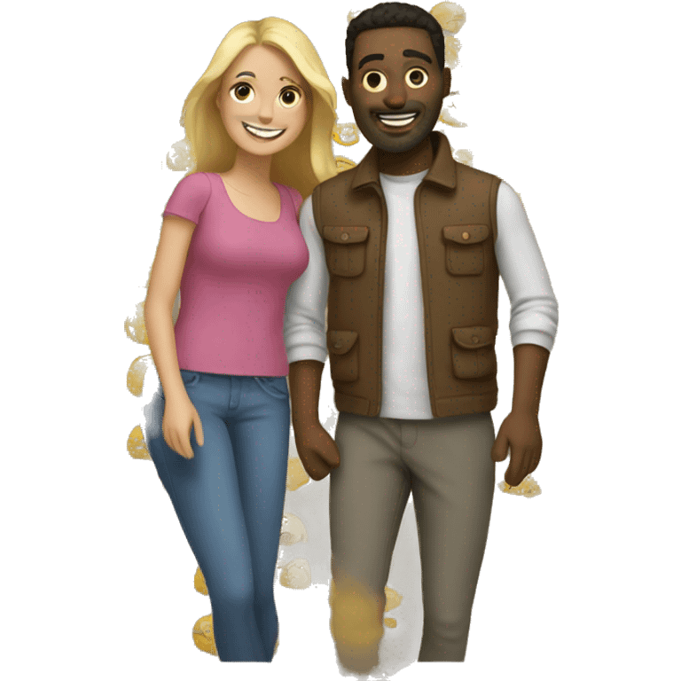 couple having fun on layer emoji