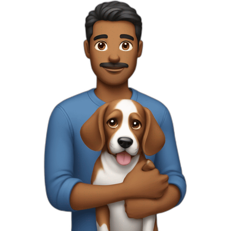 A man holding a dog emoji