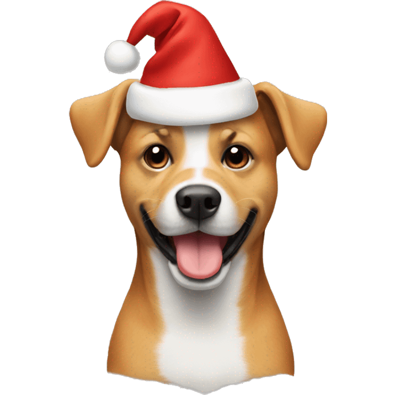 Dog with a christmas hat on the face emoji