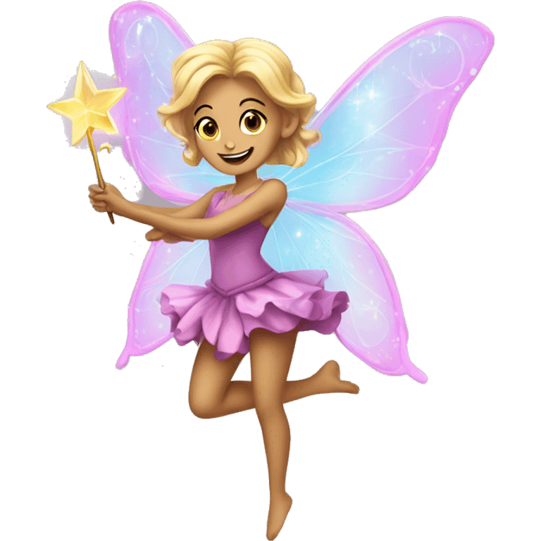 I want a beautiful fairy in a wand flying  emoji