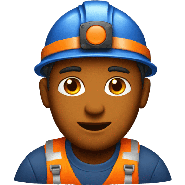 Coal miner wearing orange and blue emoji