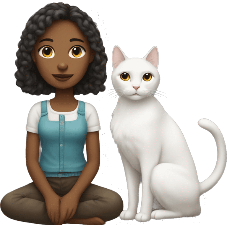 A fair girl with a white cat emoji