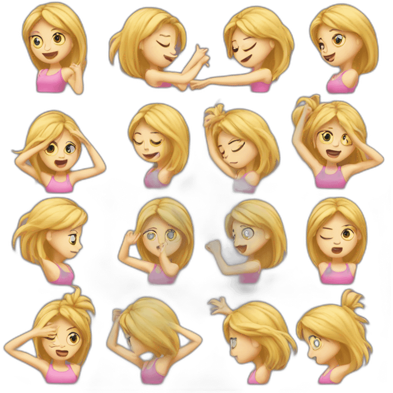 A Blond hairs girl doing a dab emoji