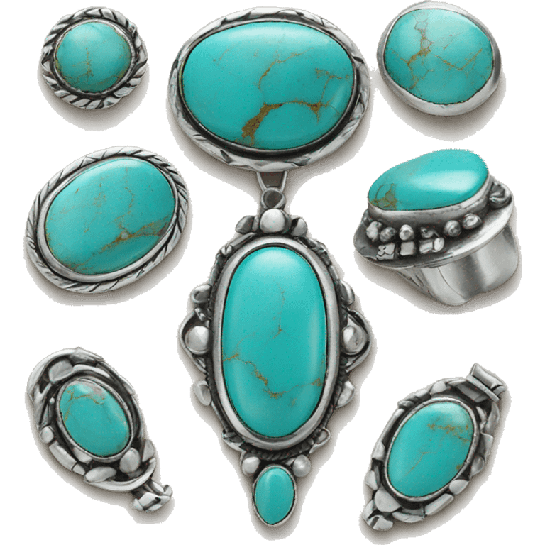 Western silver turquoise jewelry  emoji