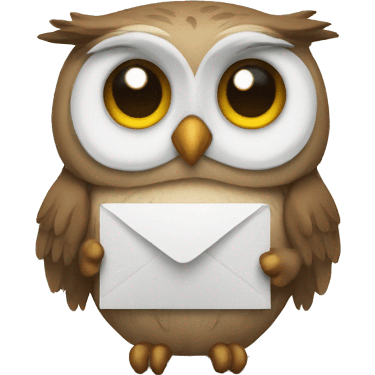 sad owl with a letter emoji