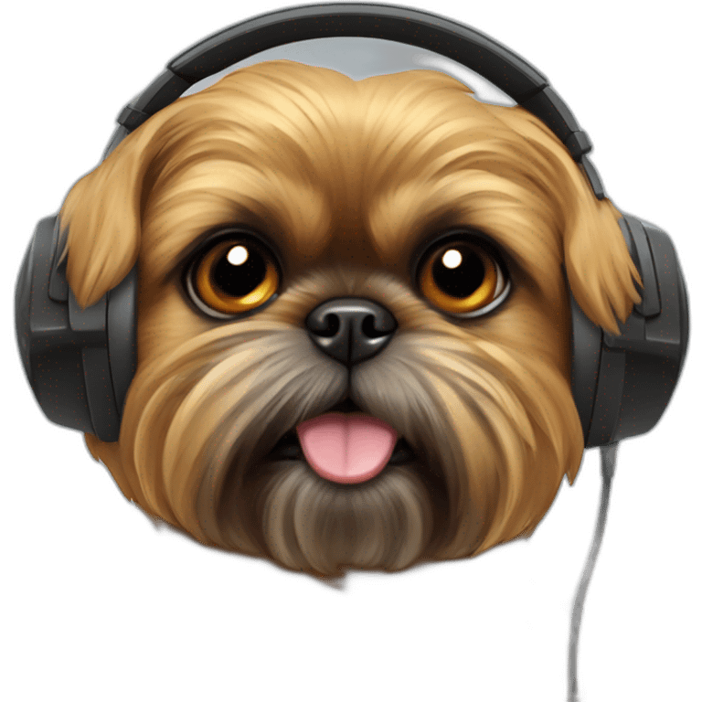 Brussels griffon dog in headphones emoji