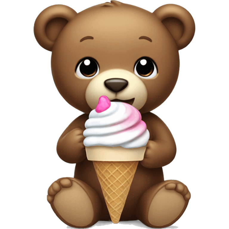 Teddy bear eating ice cream emoji